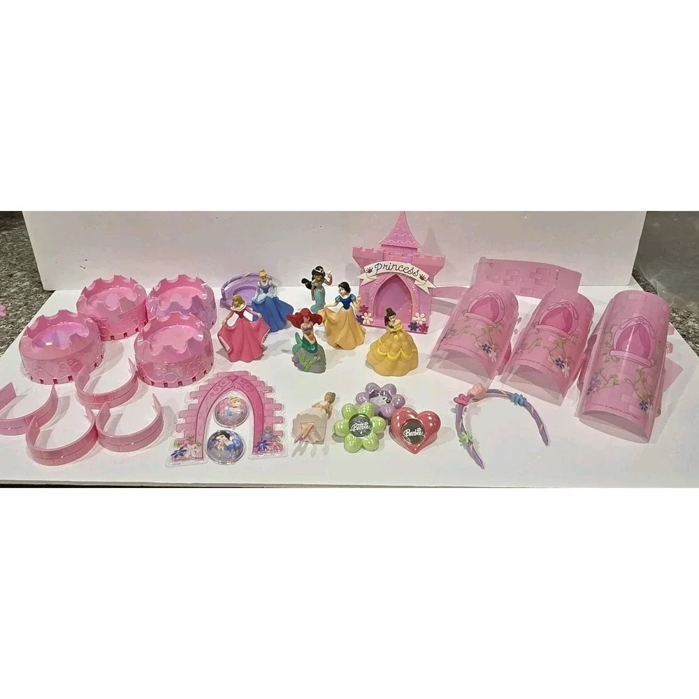 Disney Princess Barbie Cake Topper Decorate Castle Birthday Decopac 28 Piece Lot
